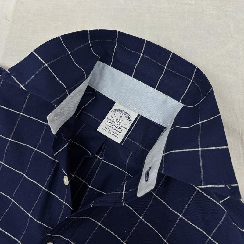 ブルックス ブラザーズ BROOKS BROTHERS シャツ、ブラウス 長袖 REGENT FIT 1818 チェック柄 オックスフォード 長袖 ボタンダウン シャツ S チェック 紺 / ネイビー / navy X 白 / ホワイト / white メンズ USED 古着 中古 50153540
