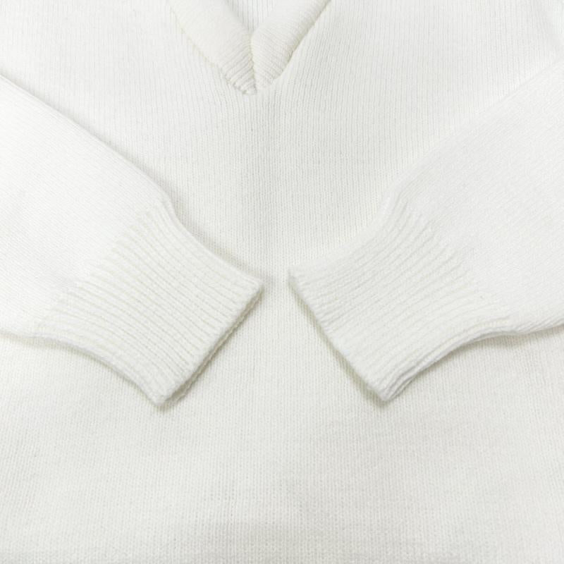 コムデギャルソンシャツ COMME des GARCONS SHIRT ニット、セーター 長袖 charles kirk コラボ Strong Will Vネックセーター ロゴプリント ホワイト Sサイズ S ロゴ、文字 X プリント 白 / ホワイト / white メンズ USED 古着 中古 50153544