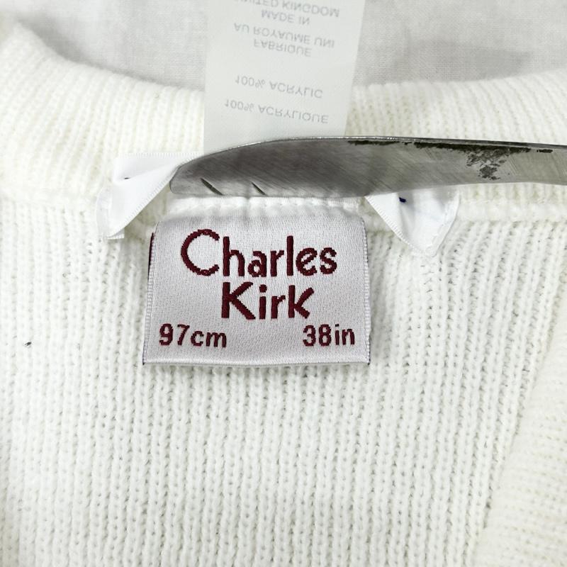 コムデギャルソンシャツ COMME des GARCONS SHIRT ニット、セーター 長袖 charles kirk コラボ Strong Will Vネックセーター ロゴプリント ホワイト Sサイズ S ロゴ、文字 X プリント 白 / ホワイト / white メンズ USED 古着 中古 50153544