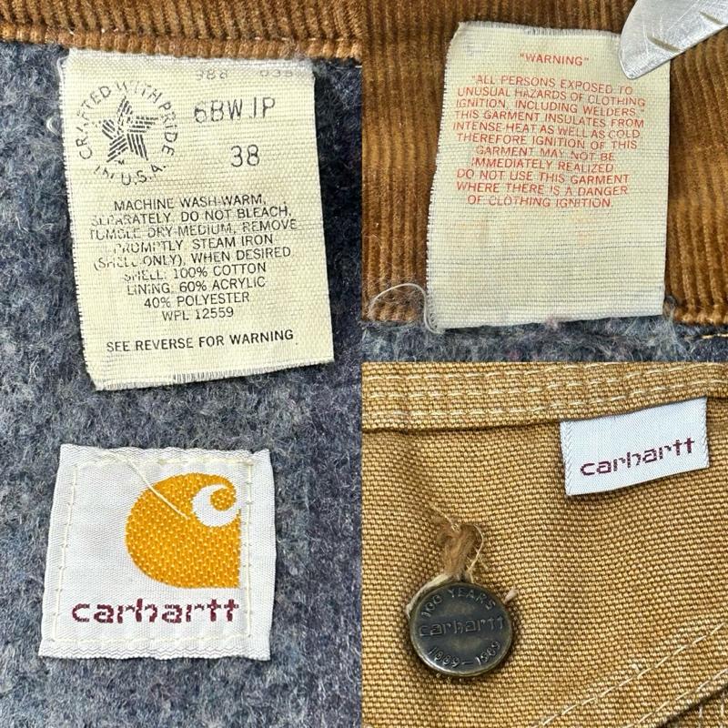 カーハート Carhartt ジャケット、上着 ジャンパー、ブルゾン USA製 80s 100周年記念モデル ダック生地 トラッカージャケット サイズ38 38 メンズ USED 古着 中古 50153550