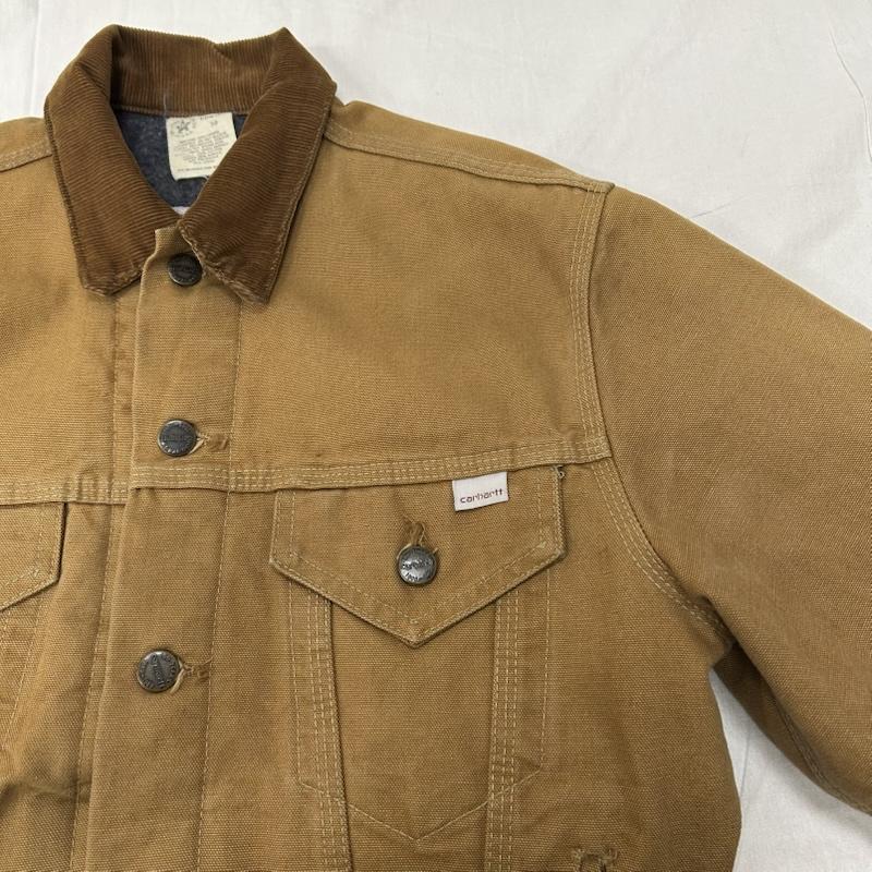 カーハート Carhartt ジャケット、上着 ジャンパー、ブルゾン USA製 80s 100周年記念モデル ダック生地 トラッカージャケット サイズ38 38 メンズ USED 古着 中古 50153550