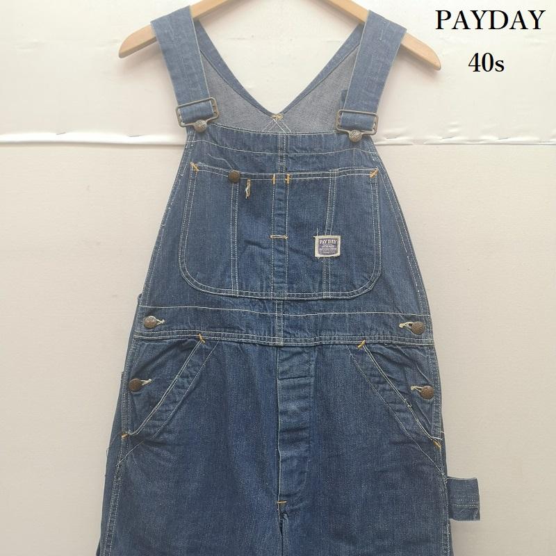 ペイデイ PAYDAY サロペット・オーバーオール サロペット、オーバーオール 40s 盾タグ デニム オーバーオール - インディゴ / インディゴ / Indigo メンズ USED 古着 中古 50153558