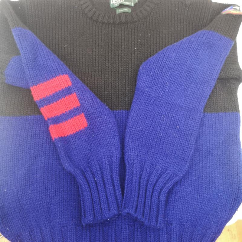 ポロラルフローレン POLO RALPH LAUREN ニット、セーター 長袖 90s SUICIDE SKI スーサイドスキー ニット セーター M 黒 / ブラック / black X 青 / ブルー / blue メンズ USED 古着 中古 50153559