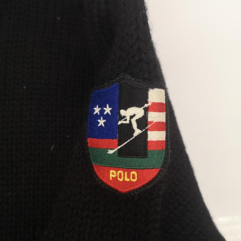 ポロラルフローレン POLO RALPH LAUREN ニット、セーター 長袖 90s SUICIDE SKI スーサイドスキー ニット セーター M 黒 / ブラック / black X 青 / ブルー / blue メンズ USED 古着 中古 50153559