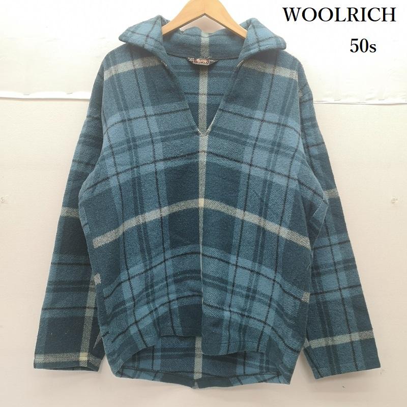 ウールリッチ WOOLRICH シャツ、ブラウス 長袖 50s スキッパー型 プルオーバー ウール シャツ 6288 緑 / グリーン / green メンズ USED 古着 中古 50153565