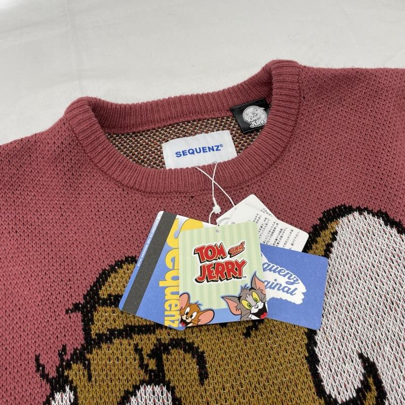 古着 USED ニット、セーター 長袖 SEQUENZ シークエンズ トムとジェリー クルーネック セーター アクリル ニット オーバーサイズ L キャラクター 桃 / ピンク / pink X 茶 / ブラウン / brown X 黒 / ブラック / black レディース USED 古着 中古 50153572