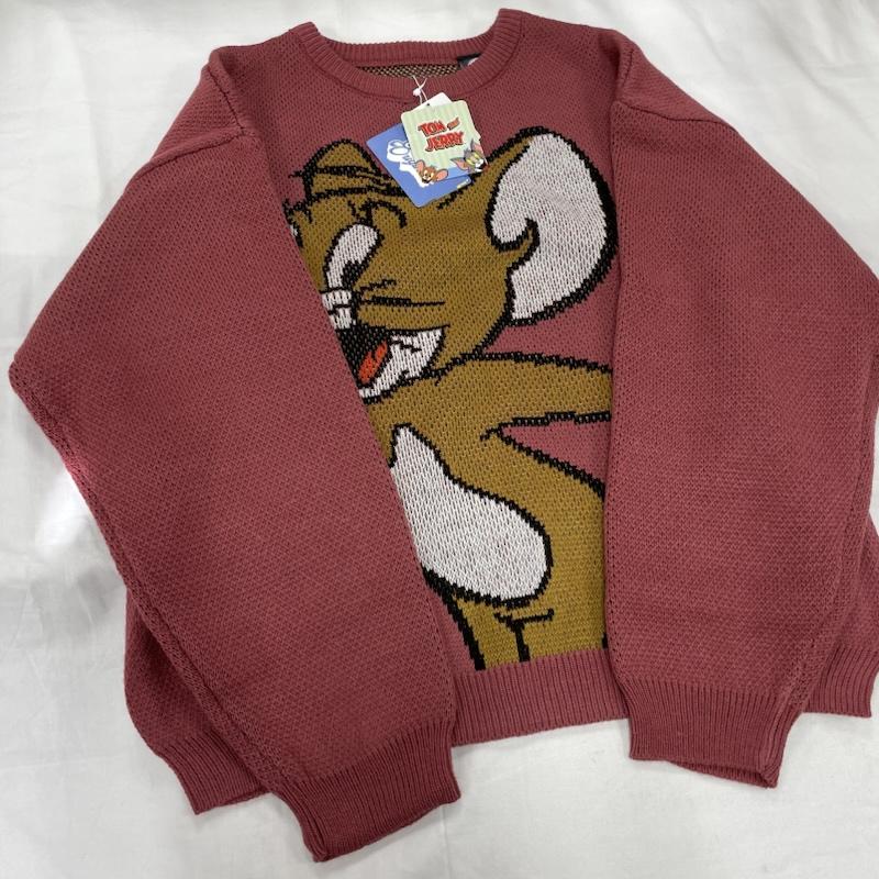 古着 USED ニット、セーター 長袖 SEQUENZ シークエンズ トムとジェリー クルーネック セーター アクリル ニット オーバーサイズ L キャラクター 桃 / ピンク / pink X 茶 / ブラウン / brown X 黒 / ブラック / black レディース USED 古着 中古 50153572