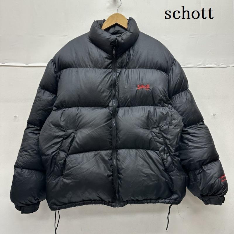 ショット schott ジャケット、上着 ダウンジャケット USA製 017 ロゴ 刺繍 ダウン ジャケット AT974D XL 黒 / ブラック / black メンズ USED 古着 中古 50153584