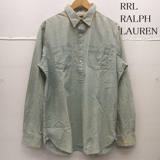 ダブルアールエル ラルフローレン RRL RALPH LAUREN シャツ、ブラウス 長袖 MONTANA FLORAL PATTERN 花柄 フローラル ストライプ プルオーバー シャツ M 水色 / ライトブルー / メンズ USED 古着 中古 50153590