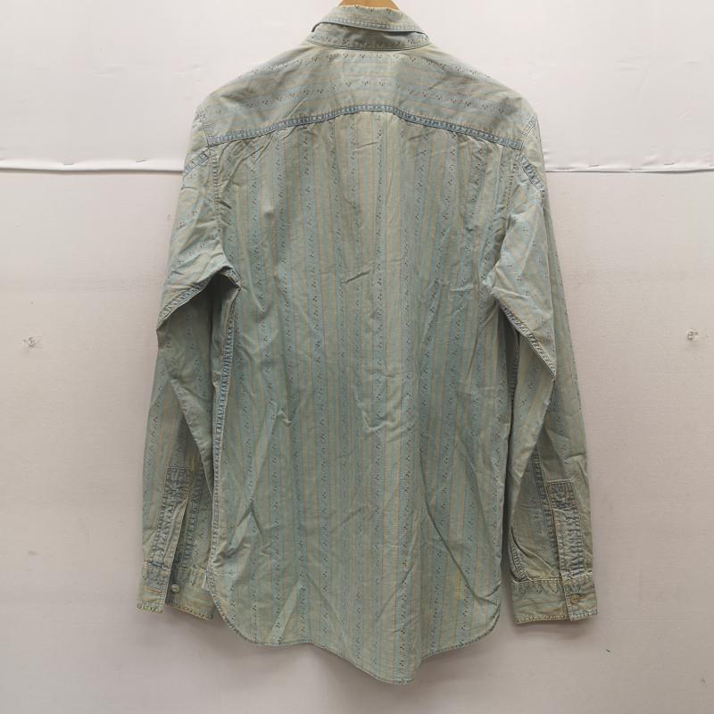 ダブルアールエル ラルフローレン RRL RALPH LAUREN シャツ、ブラウス 長袖 MONTANA FLORAL PATTERN 花柄 フローラル ストライプ プルオーバー シャツ M 水色 / ライトブルー / メンズ USED 古着 中古 50153590