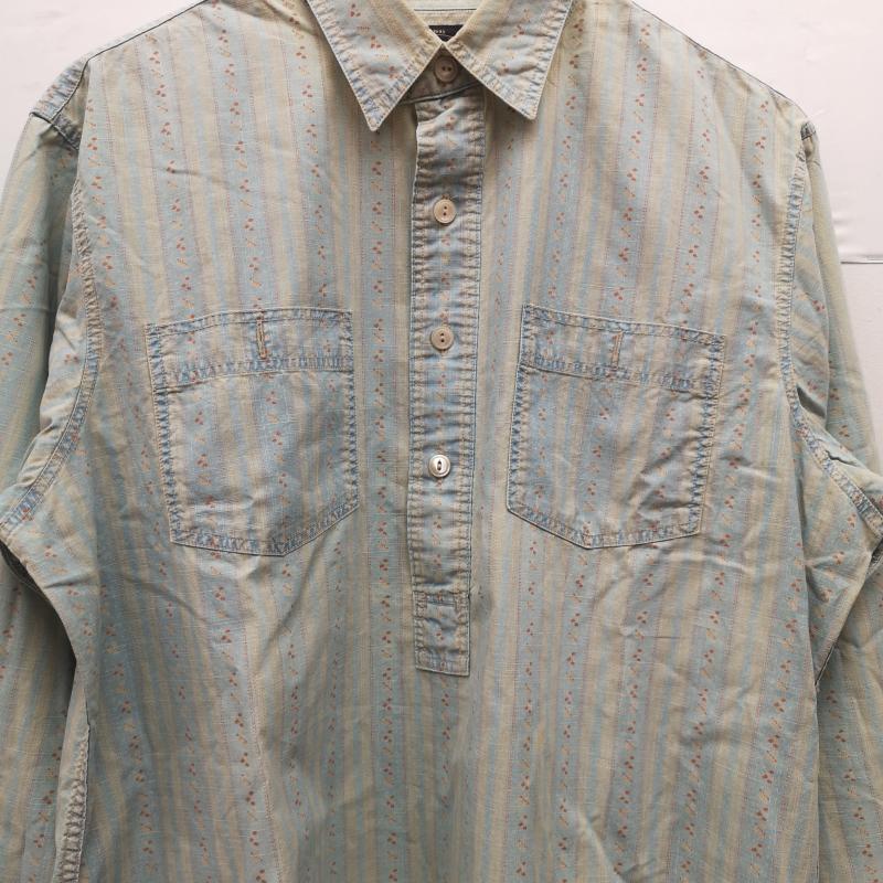 ダブルアールエル ラルフローレン RRL RALPH LAUREN シャツ、ブラウス 長袖 MONTANA FLORAL PATTERN 花柄 フローラル ストライプ プルオーバー シャツ M 水色 / ライトブルー / メンズ USED 古着 中古 50153590