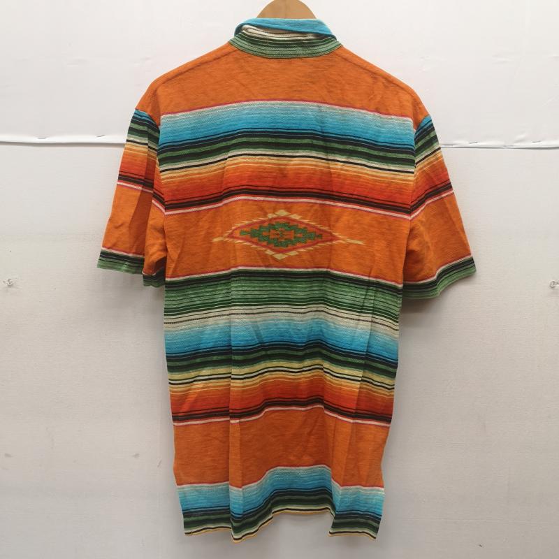 ポロラルフローレン POLO RALPH LAUREN ポロシャツ 半袖 80s 90s ナバホ ストライプ リネン ネイティブ ポロシャツ S 橙 / オレンジ / orange メンズ USED 古着 中古 50153591