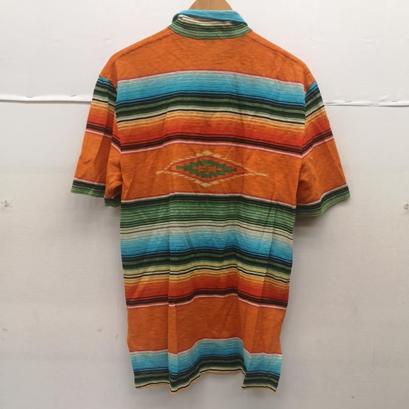 ポロラルフローレン POLO RALPH LAUREN ポロシャツ 半袖 80s 90s ナバホ ストライプ リネン ネイティブ ポロシャツ S 橙 / オレンジ / orange メンズ USED 古着 中古 50153591