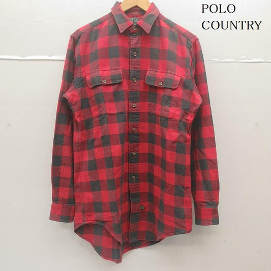 ラルフローレン RALPHLAUREN シャツ、ブラウス 長袖 80s 90s POLO COUNTRY ポロカン バッファロー チェック 長袖 シャツ S 黒 / ブラック / black X 赤 / レッド / red メンズ USED 古着 中古 50153593