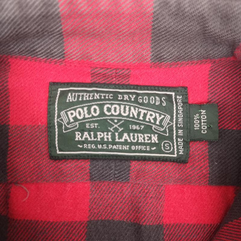 ラルフローレン RALPHLAUREN シャツ、ブラウス 長袖 80s 90s POLO COUNTRY ポロカン バッファロー チェック 長袖 シャツ S 黒 / ブラック / black X 赤 / レッド / red メンズ USED 古着 中古 50153593
