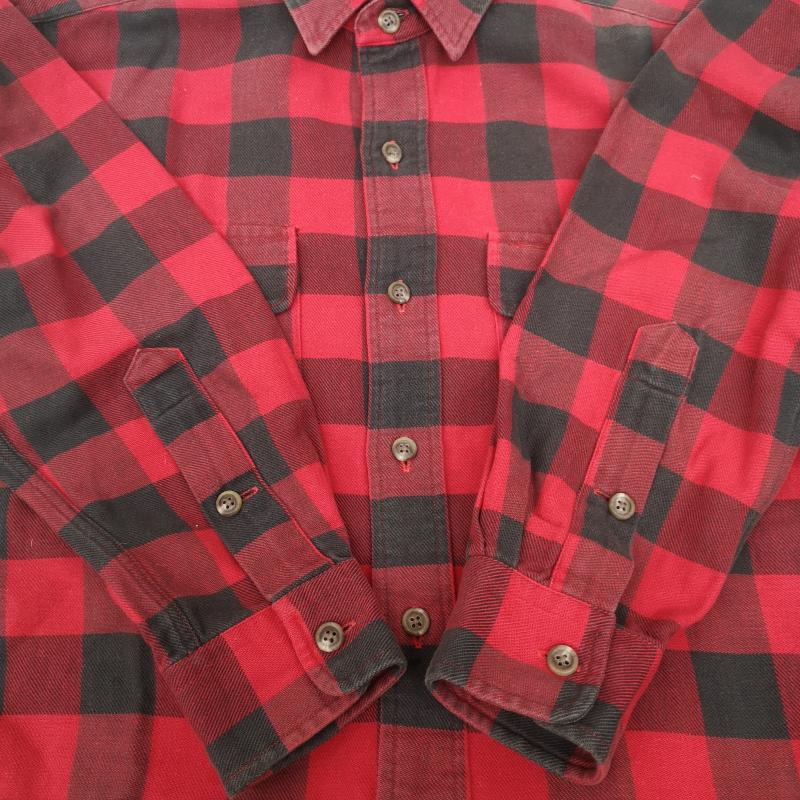 ラルフローレン RALPHLAUREN シャツ、ブラウス 長袖 80s 90s POLO COUNTRY ポロカン バッファロー チェック 長袖 シャツ S 黒 / ブラック / black X 赤 / レッド / red メンズ USED 古着 中古 50153593