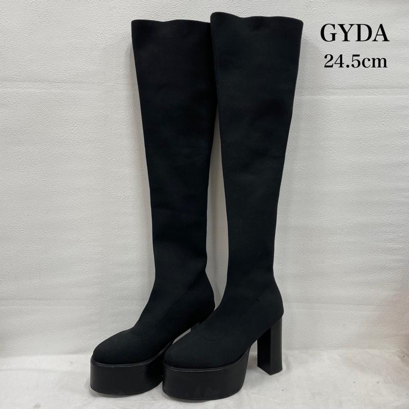 ジェイダ GYDA ブーツ ニーハイブーツ チャンキーソール サイハイ ニーハイ ニット ブーツ ロング L 無地 黒 / ブラック / black レディース USED 古着 中古 50153606