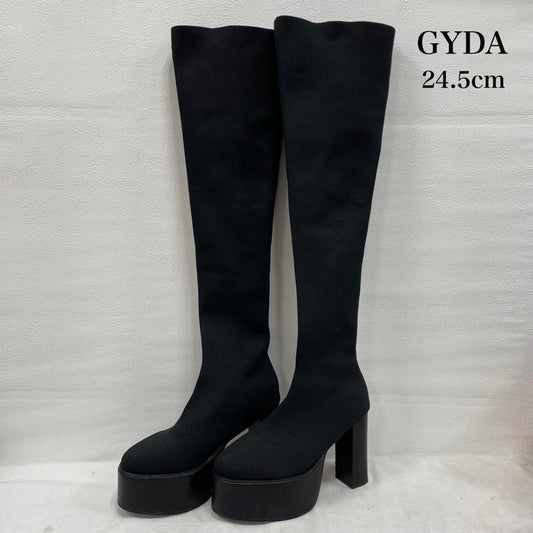 ジェイダ GYDA ブーツ ニーハイブーツ チャンキーソール サイハイ ニーハイ ニット ブーツ ロング L 無地 黒 / ブラック / black レディース USED 古着 中古 50153606
