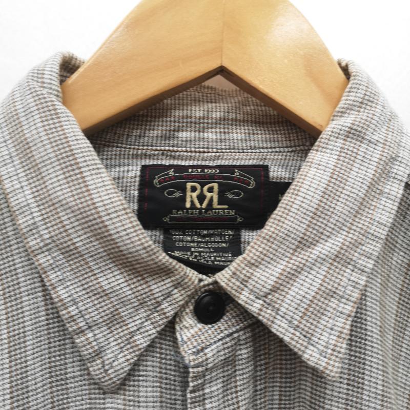 ダブルアールエル ラルフローレン RRL RALPH LAUREN シャツ、ブラウス 長袖 90s 三ツ星タグ チェック ワーク 長袖 シャツ M 茶 / ブラウン / brown X 灰 / グレー / gray メンズ USED 古着 中古 50153609