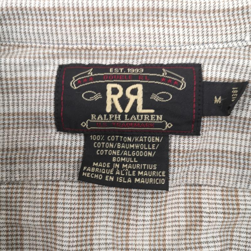ダブルアールエル ラルフローレン RRL RALPH LAUREN シャツ、ブラウス 長袖 90s 三ツ星タグ チェック ワーク 長袖 シャツ M 茶 / ブラウン / brown X 灰 / グレー / gray メンズ USED 古着 中古 50153609