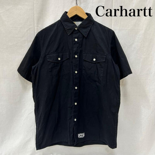 カーハート Carhartt シャツ、ブラウス 半袖 半袖シャツ コットンシャツ ダブルポケットシャツ ブラック Lサイズ L 無地 黒 / ブラック / black メンズ USED 古着 中古 50153615