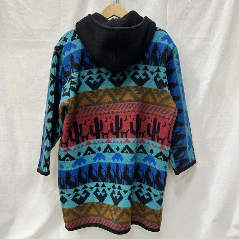 ＵＳＥＤ古着 USED/古着 コート コート一般 LONGHOUSE ロングハウス ニットコート ロングカーディガン ネイティブ柄 カナダ製 Sサイズ S ネイティブ柄 水色 / ライトブルー / X 橙 / オレンジ / orange X 桃 / ピンク / pink レディース USED 古着 中古 50153620