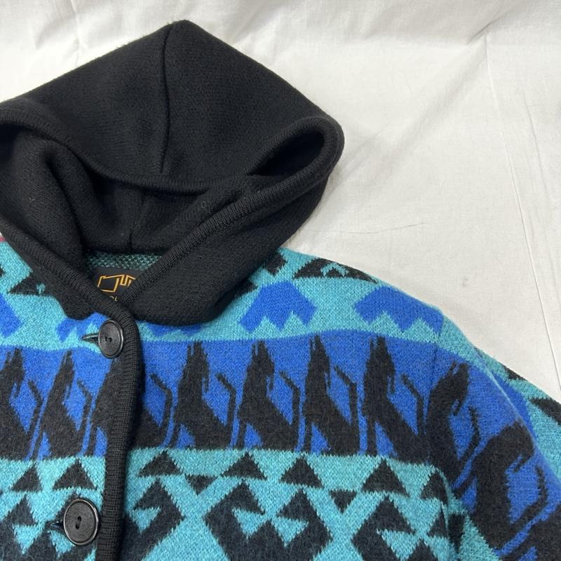 ＵＳＥＤ古着 USED/古着 コート コート一般 LONGHOUSE ロングハウス ニットコート ロングカーディガン ネイティブ柄 カナダ製 Sサイズ S ネイティブ柄 水色 / ライトブルー / X 橙 / オレンジ / orange X 桃 / ピンク / pink レディース USED 古着 中古 50153620