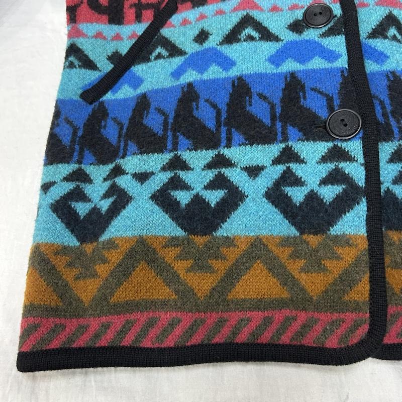 ＵＳＥＤ古着 USED/古着 コート コート一般 LONGHOUSE ロングハウス ニットコート ロングカーディガン ネイティブ柄 カナダ製 Sサイズ S ネイティブ柄 水色 / ライトブルー / X 橙 / オレンジ / orange X 桃 / ピンク / pink レディース USED 古着 中古 50153620