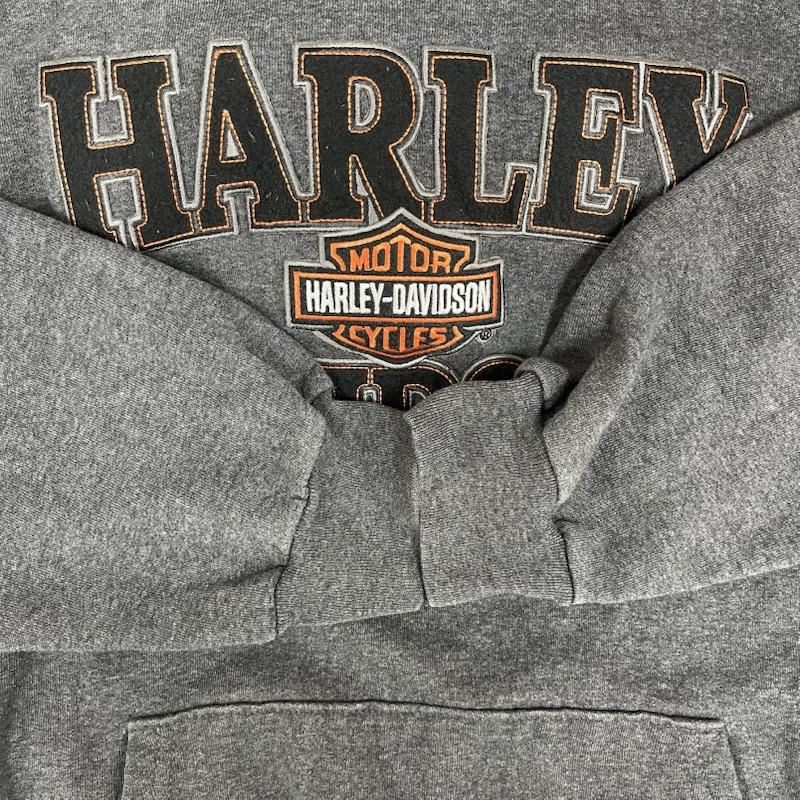 ハーレーダビッドソン Harley-Davidson パーカー 長袖 スウェット プル オーバー 刺繍 パーカー L 灰 / グレー / gray メンズ USED 古着 中古 50153621