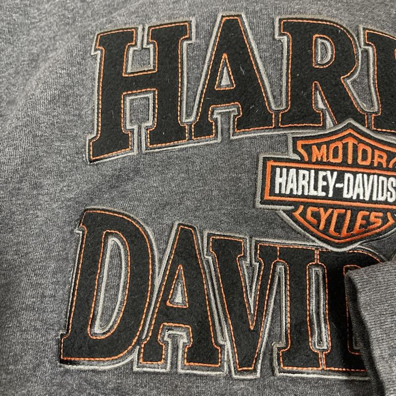 ハーレーダビッドソン Harley-Davidson パーカー 長袖 スウェット プル オーバー 刺繍 パーカー L 灰 / グレー / gray メンズ USED 古着 中古 50153621