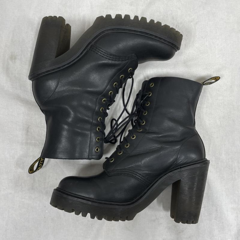 ドクターマーチン Dr.Martens ブーツ ショートブーツ レースアップ 10ホール チャンキー ヒール ブーツ レザー UK6 24.5cm US：6 無地 黒 / ブラック / black レディース USED 古着 中古 50153636