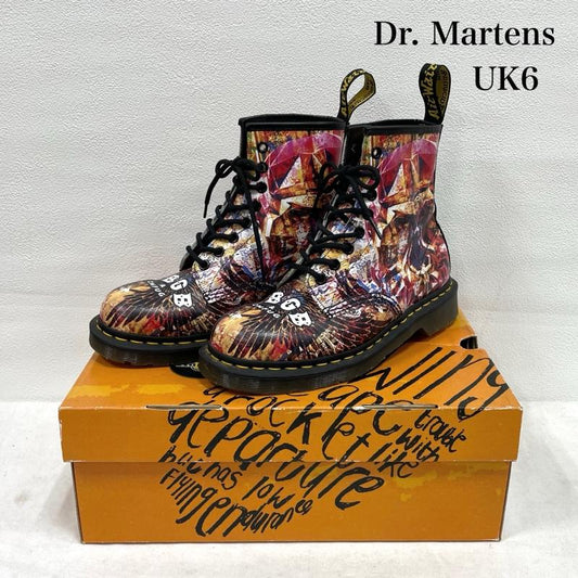 ドクターマーチン Dr.Martens ブーツ ショートブーツ 1460 CBGB & OMFUG レザー レースアップ ペイント 8ホール ショート ブーツ UK6 24.5cm US：6 無地 マルチカラー / マルチカラー / multicolor レディース USED 古着 中古 50153641