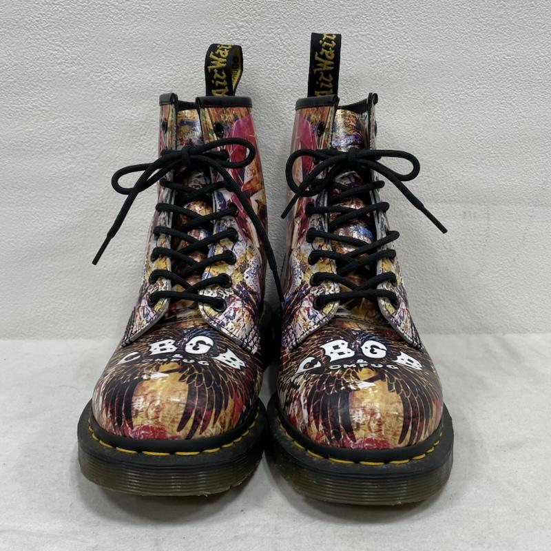 ドクターマーチン Dr.Martens ブーツ ショートブーツ 1460 CBGB & OMFUG レザー レースアップ ペイント 8ホール ショート ブーツ UK6 24.5cm US：6 無地 マルチカラー / マルチカラー / multicolor レディース USED 古着 中古 50153641