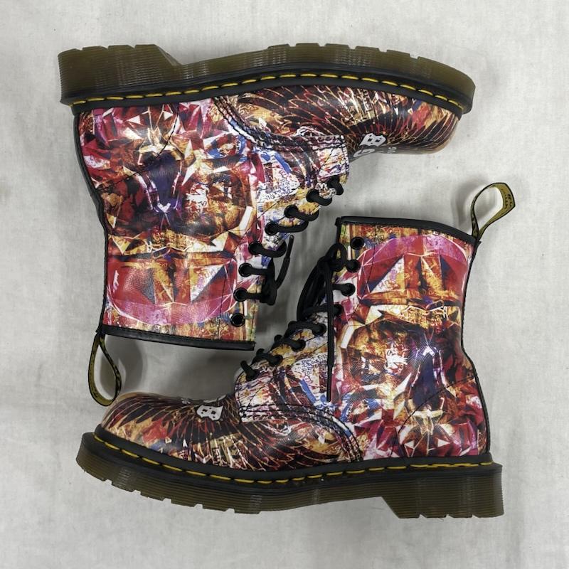ドクターマーチン Dr.Martens ブーツ ショートブーツ 1460 CBGB & OMFUG レザー レースアップ ペイント 8ホール ショート ブーツ UK6 24.5cm US：6 無地 マルチカラー / マルチカラー / multicolor レディース USED 古着 中古 50153641