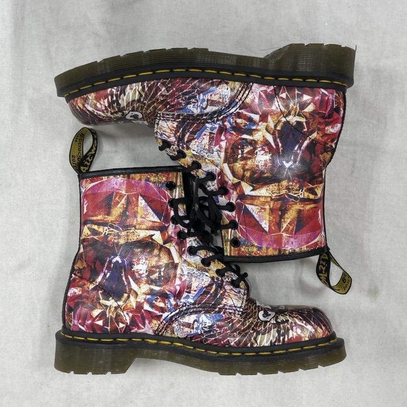 ドクターマーチン Dr.Martens ブーツ ショートブーツ 1460 CBGB & OMFUG レザー レースアップ ペイント 8ホール ショート ブーツ UK6 24.5cm US：6 無地 マルチカラー / マルチカラー / multicolor レディース USED 古着 中古 50153641