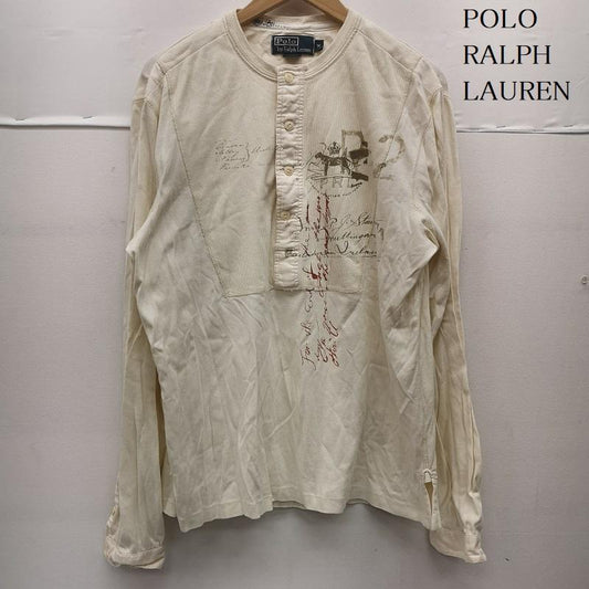 ポロラルフローレン POLO RALPH LAUREN カットソー 長袖 Lettering Design Loose ヘンリーネック 長袖 カットソー M 白 / ホワイト / white メンズ USED 古着 中古 50153651