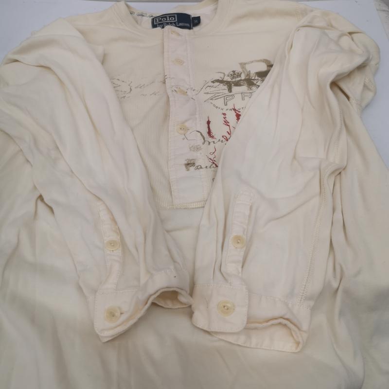 ポロラルフローレン POLO RALPH LAUREN カットソー 長袖 Lettering Design Loose ヘンリーネック 長袖 カットソー M 白 / ホワイト / white メンズ USED 古着 中古 50153651