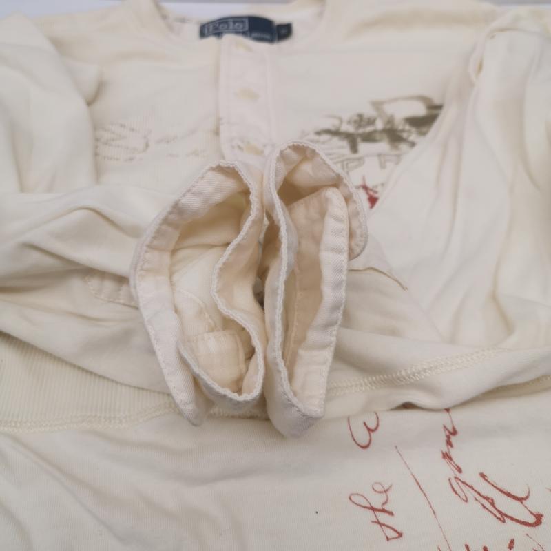 ポロラルフローレン POLO RALPH LAUREN カットソー 長袖 Lettering Design Loose ヘンリーネック 長袖 カットソー M 白 / ホワイト / white メンズ USED 古着 中古 50153651