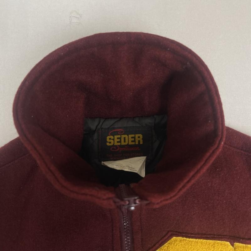 古着 USED ジャケット、上着 ダウンジャケット Seder ヴィンテージ レタード ワッペン 刺繍 ジャケット L えんじ / ワインレッド / dark red レディース USED 古着 中古 50153654