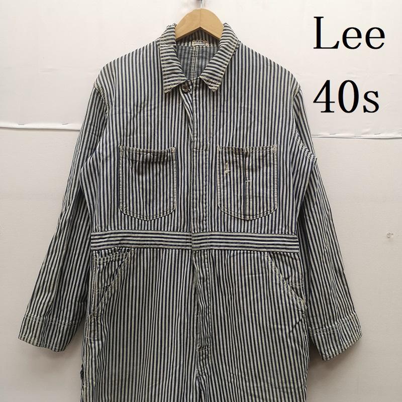 リー Lee サロペット・オーバーオール サロペット、オーバーオール 40s ヒッコリー ストライプ オールインワン つなぎ ハウスタグ 斜体e ロングL 38 白 / ホワイト / white X インディゴ / インディゴ / Indigo メンズ USED 古着 中古 50153655