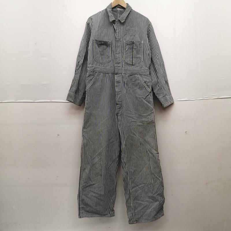 リー Lee サロペット・オーバーオール サロペット、オーバーオール 40s ヒッコリー ストライプ オールインワン つなぎ ハウスタグ 斜体e ロングL 38 白 / ホワイト / white X インディゴ / インディゴ / Indigo メンズ USED 古着 中古 50153655