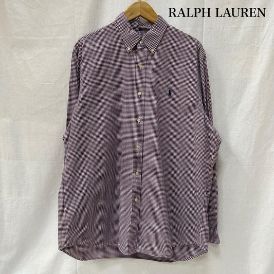 ラルフローレン RALPHLAUREN シャツ、ブラウス 長袖 長袖シャツ Yシャツ チェックシャツ ギンガムチェックシャツ ブルー レッド ベトナム製 XLサイズ XL チェック 青 / ブルー / blue X 赤 / レッド / red メンズ USED 古着 中古 50153656