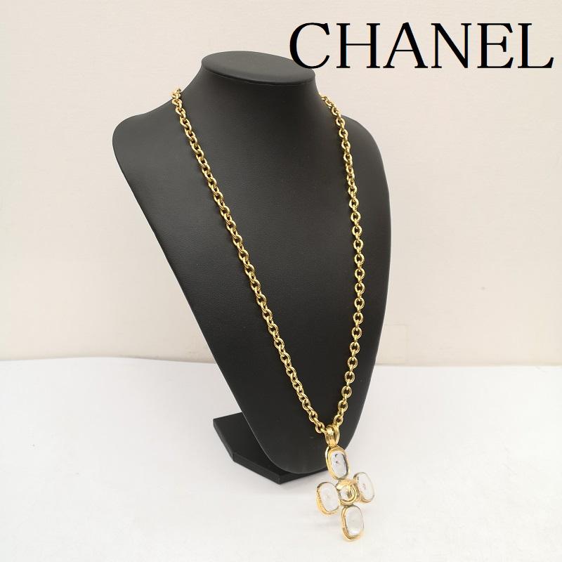 シャネル CHANEL アクセサリー ネックレス、ペンダント グリポア ココマーク 96 P クリアストーン クロス ゴールド ネックレス - 金 / ゴールド / gold color レディース USED 古着 中古 50153660
