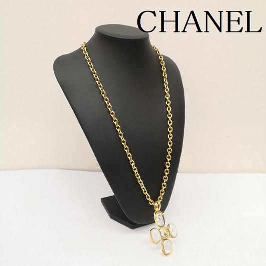 シャネル CHANEL アクセサリー ネックレス、ペンダント グリポア ココマーク 96 P クリアストーン クロス ゴールド ネックレス - 金 / ゴールド / gold color レディース USED 古着 中古 50153660