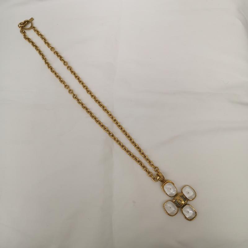 シャネル CHANEL アクセサリー ネックレス、ペンダント グリポア ココマーク 96 P クリアストーン クロス ゴールド ネックレス - 金 / ゴールド / gold color レディース USED 古着 中古 50153660