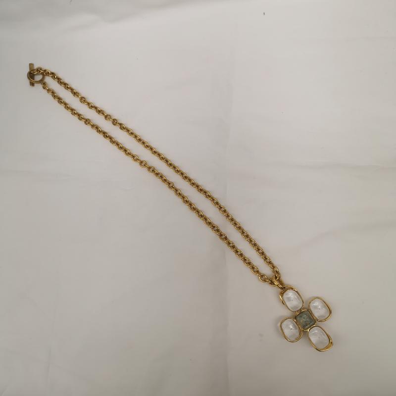 シャネル CHANEL アクセサリー ネックレス、ペンダント グリポア ココマーク 96 P クリアストーン クロス ゴールド ネックレス - 金 / ゴールド / gold color レディース USED 古着 中古 50153660
