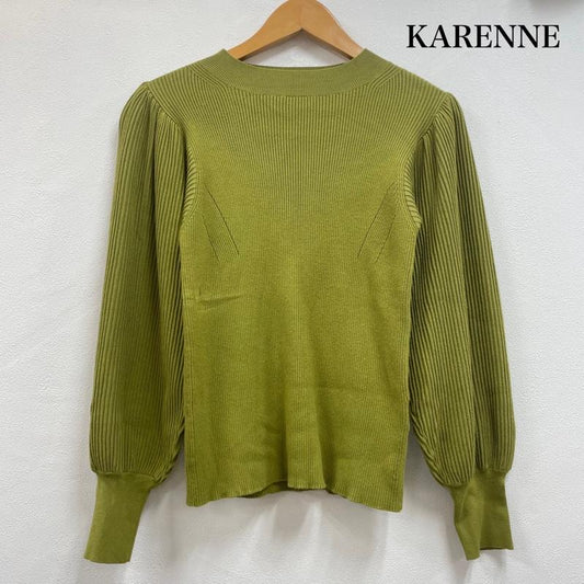古着 USED ニット、セーター 長袖 KARENNE カレンネ 袖ぽわん ニット パフスリーブ リブ編み 38 無地 黄緑 / イエローグリーン / レディース USED 古着 中古 50153692