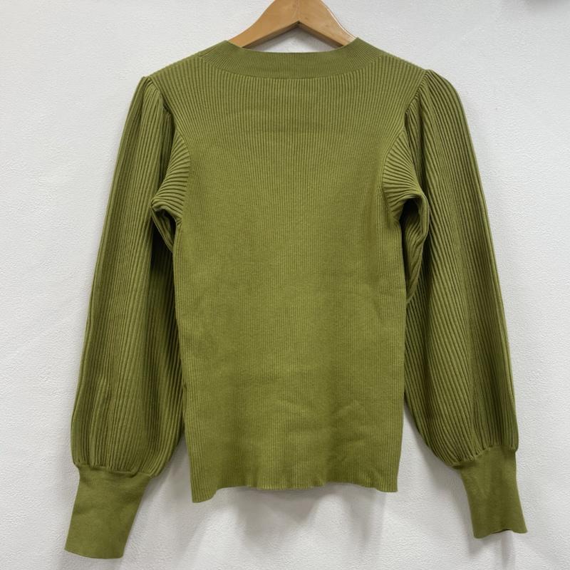 古着 USED ニット、セーター 長袖 KARENNE カレンネ 袖ぽわん ニット パフスリーブ リブ編み 38 無地 黄緑 / イエローグリーン / レディース USED 古着 中古 50153692