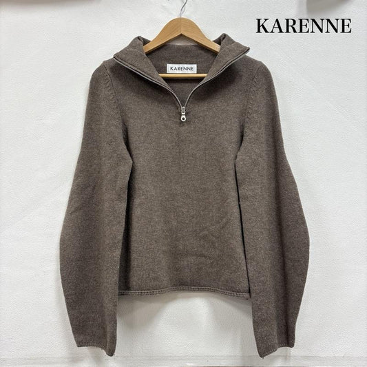 古着 USED ニット、セーター 長袖 KARENNE カレンネ ハーフジップ ジップアップ ニット セーター 36 無地 茶 / ブラウン / brown レディース USED 古着 中古 50153693