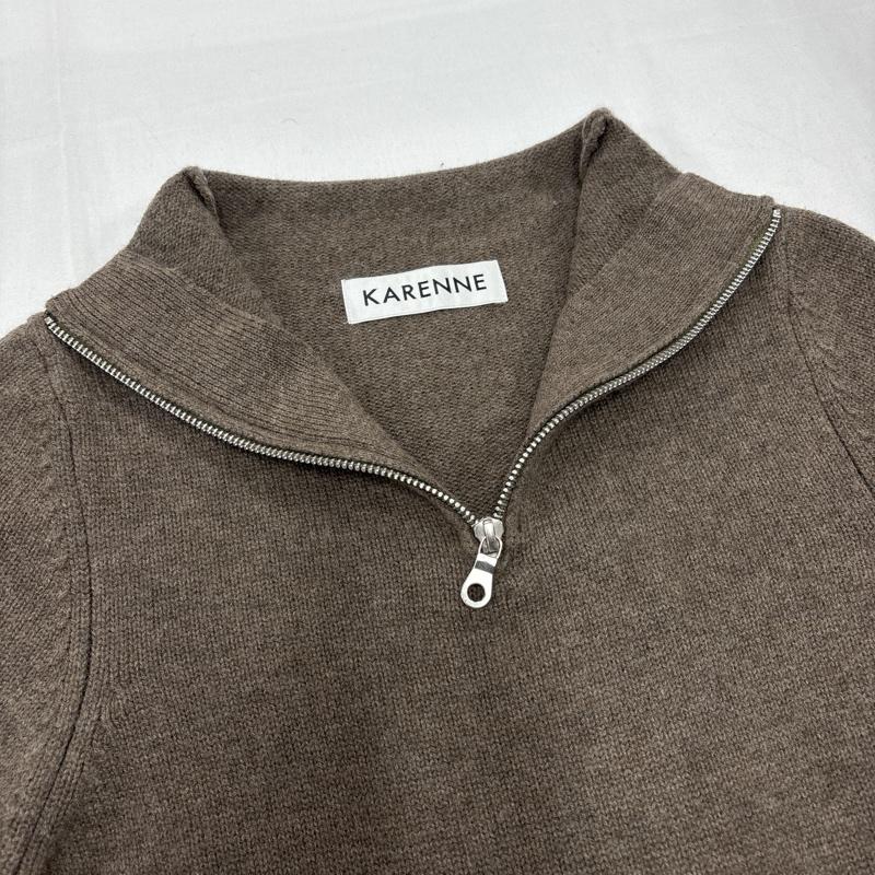 古着 USED ニット、セーター 長袖 KARENNE カレンネ ハーフジップ ジップアップ ニット セーター 36 無地 茶 / ブラウン / brown レディース USED 古着 中古 50153693
